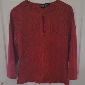 New York & Company Snake Print Red Top